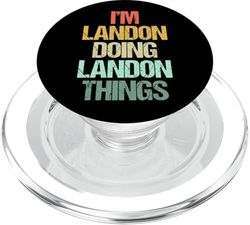 Soy Landon haciendo cosas de Landon: divertido dicho con el nombre Landon PopSockets PopGrip para MagSafe
