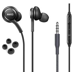 Cuffie stereo OEM ElloGear per Samsung Galaxy S10 S10e Plus, progettate da AKG, con microfono e pulsanti del volume, colore: nero