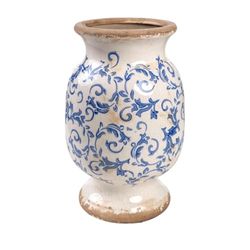 Romimex Vaas, blauw, wit, porselein, 20 x 32 x 20 cm