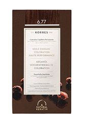 Korres Coloration Permanente aux Extraits Végétaux - Couvre 100% des Cheveux Blancs sans Ammoniaque/PPD 6.77 Blond Foncé Marron Intense, 1 Unité