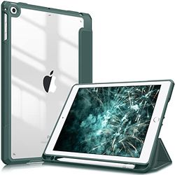 FINTIE Hybrid Case for iPad 6th/5th Gen (2018-2017) and iPad Air 2/Air 1 (2014-2013) - 9.7 Inch Shockproof Hard Shell Clear Cover with Pencil Holder, Midnight Green