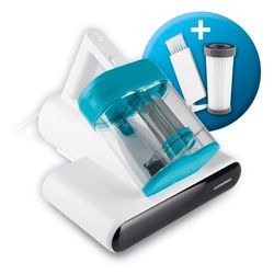 CLEANmaxx Roterande kvalsterdammsugare med UV-C-ljus och HEPA-filter för allergiker | Handdammsugare för madrasser | ultraljud och värmefunktion | Kraftfull: eliminerar 99,9%