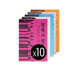 Clairefontaine 96621Cpack - Bloc Agrafé GraF'it - 80 Feuilles Papier Dessin Croquis Uni - Feuilles Détachables - A5 14,8x21 cm 90g - Couleur Couverture Aléatoire - Paquet de 10 Blocs