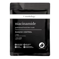MASKOLOGY NIACINAMIDE Professional Sheet Mask Pack of 1 | Face Masks Skincare for Blemish Control | CICA & Chia seed | Anti Aging Formula | Face Masks Sheet