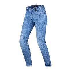 SHIMA Devon Motorcycle Jeans - Ventilated Elastic Slim Fit Riding Trousers with FiberQL Reinforcements, CE Knee and HIPS Protectors (Women, Blue, 24 Long)