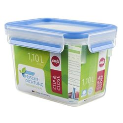 Emsa Clip & Close conservador cerâmico de plástico retangular de 1,1 l, transparente e azul