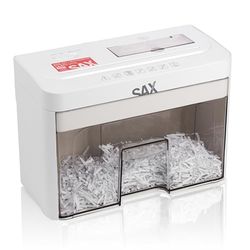 Sax Distruggidocumenti Bruno – Taglio a particelle 3 x 18 mm, carta triturata, CD e carte, apertura di alimentazione da 220 mm, capacità 2 fogli A4, contenitore da 3,5 l, silenzioso fino a 70 dB,