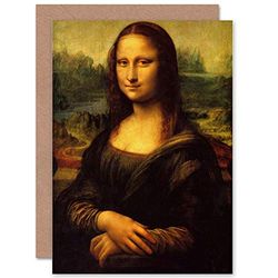 Wee Blue Coo LEONARDO DI SER PIERO DA VINCI MONA LISA OLD PAINTING GREETINGS CARD