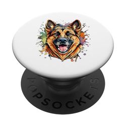 Pastor Alemán Color Splash Bold y Leal Dog Lover Design PopSockets PopGrip Adhesivo