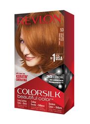 Revlon Colorsilk Beautiful cor, coloração permanente, queratina e aço minado de seda, cobre 100% dos cabelos brancos, 53 Auburn claro