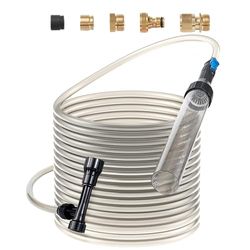 VEVOR Aquarium Stofzuiger, 15,2 m PVC slang aquarium stofzuiger grindreiniger, sifon aquarium schoner vacuüm, 3 soorten messing adapters, voor het reinigen van grind en zand