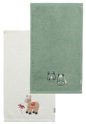 Sterntaler Set di 2 asciugamani per bambini, in cotone assorbente, piacevole sulla pelle, con bellissimi bordi e applicazioni, verde pietra