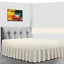 GC GAVENO CAVAILIA Percale Extra Deep Fitted Valance, Non Iron Frilled Sheets, Easy Care Plain Dyed Bedding 180 TC, Polycotton, Cream, Double