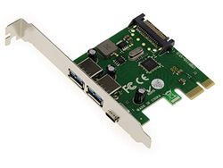 KALEA-INFORMATIQUE Carte contrôleur PCI Express PCIe vers USB 3.0 2 Ports USB3 Type A + 1 Port USB3 Type C, avec Chipset Via VLI VL805. Equerres Low et High Profile.