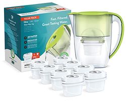 Aqua Optima Oria Water Filter Jug & 9 Evolve+ Filter Cartridges, 2.8L, Green - Fridge & Dishwasher Friendly - Reduces Limescale, Chlorine and Other Impurities - By Laica (Packaging May Vary)