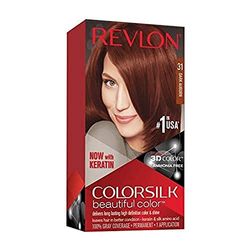 Revlon Colorsilk Beautiful Cor, Coloração empilhar permanente, com queratina e aminoácidos, cor intensa, longa duração, sem amoníaco, resultado natural, tom 31 castanho-escuro