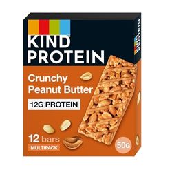 KIND Protein Bars, Gluten Free Snack Bars, Crunchy Peanut Butter, High Fibre, Healthy Snack, Source of Protein, No Artificial Colours, Flavours or Preservatives, Multipack 12 x 50g