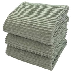 Lot de 3 torchons de cuisine 100 % coton, doux, absorbants, en tissu éponge côtelé, pour un usage quotidien, vert sauge
