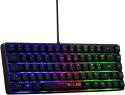 The G-Lab Keyz Hydrogen - Gaming-Qwert tangentbord - inkl. Ñ - Halvmekaniskt speltangentbord - 60% gamer-tangentbord, flerfärgad bakgrundsbelysning - mini-gamer-tangentbord tyst, för PC, PS4,