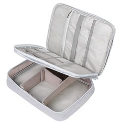 Romon Resekabelorganisatör, vattentät kabelorganisatör, universell kabelväska organisatör (grå), Grå – 3 lager (28 x 9 x 21 cm), 3 Lagen Tasche(28 * 9 * 21 cm), Travel Cable Organizer