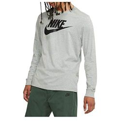 Nike M NSW LS Tee Icon Futura, Maglietta Uomo, Grigio Scuro Melange/Nero, L/T