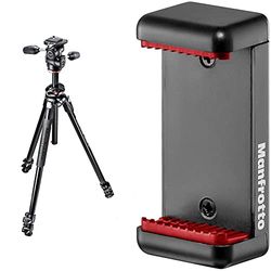 Manfrotto MK290DUA3-3W Trépied + Rotule 3D Noir & MCLAMP Pince Universelle pour Smartphone avec Pas de Vis 1/4 Noir