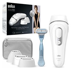 Braun IPL Silk Expert Pro 3, IPL Ontharingsapparaat Voor Vrouwen & Mannen, Ontharing, Venus Scheermes & Tas, Laser Ontharing, PL3221, Wit/Zilver