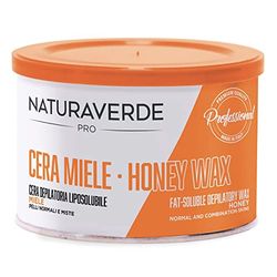Naturaverde | PRO - Cera Depilatoria Liposolubile al Miele, per Pelli Normali e Miste, Cera a Caldo, Ceretta a Caldo, Barattolo da 400g