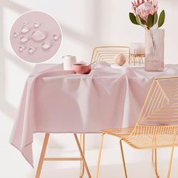 ROOM99 Aura bordsduk 140 x 220 cm bordsduk, fläckskydd, tvättbar, vattenavvisande, smutsavvisande polyester, rektangulär bankettdekoration, året runt, puderrosa