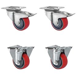 CASCOO SETTBFB080N2U6B32 rullsats 2 styrrullar med fastsättare, 2 rullar polyamid, polyuretan, diameter 80 mm, kullager, transportrullar, lastbelastning 390 kg (4-pack)