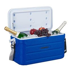 Relaxdays koelbox 20 l, voor onderweg, schouderband & handvat, niet elektrisch, frigobox HBD 29 x 52,5 x 26,5 cm, blauw