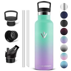 Vikaster Thermosfles, 0,5 l, BPA-vrije drinkfles, thermosfles met rietje, voor school, sport, fiets, camping, fitness, outdoor