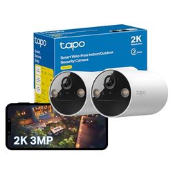 Tapo C410 (2-Pack) 2K Battery Security Camera Outdoor Wireless, Indoor & Outdoor CCTV Camera, Colour Night Vision, No Monthly Fee, AI Detection, IP65 Weatherproof, Works with Alexa & Google