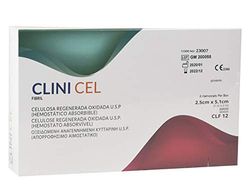 HEALTHIUM, Clinicel Fibril Type, Cellulosa Rigenerata Ossidata, A Base Vegetale, Sterile, Emostatico Assorbibile, Dimensioni 2.5 X 5.1 Cm, 1 X 2 Pollici, Confezione Da 6 Pz