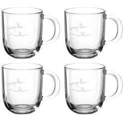 LEONARDO HOME 046451 EMOZIONE beker 400 ml meerkleurig 'allyouneedislove' set van 4, glas, helder