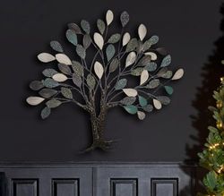AlexandreHouse Wall Relief, Tree, Metal, Blue, Silver Colored, PU 1, L. 2cm, W. 115cm, H. 102cm