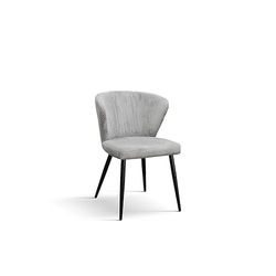 KONTE.DESIGN Set di 2 sedie MANTES in tessuto effetto velluto beige e gambe in metallo antracite