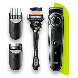 Braun Beard Trimmer 3 BT3341 Haartrimmer voor gezichtshaar voor mannen, voor gezichtshaar, betrouwbare messen, 39 lengtes, zwart/groen