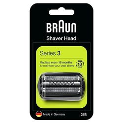 Braun Series 3 Electric Shaver Replacement Head, Easily Attach Your New Shaver Head, Compatible with All Series 3 Electric Shavers, 21B, Black