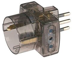 Poly pool pp0467,5s Adaptador triplo tomada pequena e 2 tomadas 10 A e 1 tomada padrão alemã, transparente fumado
