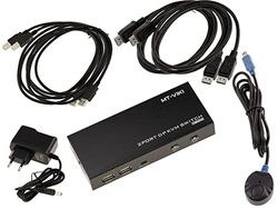 KALEA-INFORMATIQUE Automatische KVM-switch voor 2 pc's met DISPLAYPORT 4K 60Hz schermkoppeling en toetsenbord en muis op USB-poort. Met afstandsbediening, voeding en kabels - ULTRA HD 4K 60Hz