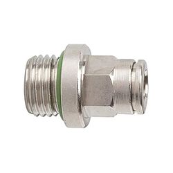 Acoplamiento recto "metálico", G 1/4 a, para manguera de diámetro exterior de 12 mm, presión de trabajo máx. 16 bares, latón niquelado.