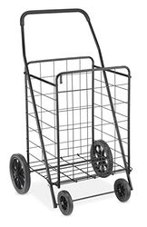 Whitmor Carrinho de compras dobrável extra grande com rodas, capacidade de 100 libras, carrinho de compras resistente com moldura de aço, cabo de espuma, carrinho dobrável para compras