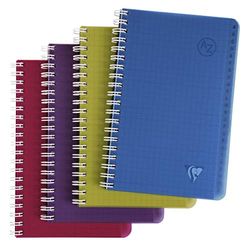 Clairefontaine 329235C Lot de 10 Répertoires à Spirale Linicolor - 11x17 cm - 100 Pages Petits Carreaux - Papier Blanc 90 g - Couverture Polypro Transparent - Couleurs Aléatoires Intensive