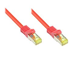 Kabelmeister SO-36220 Câble réseau Ethernet 10 Gigabits Cat7 avec connecteurs Cat 6 6A 1,5 m Câble cuivre Anti-accrochage RNS Double Blindage S/FTP, PiMF 500 MHz Rouge