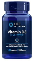 Life Extension Vitamine D3, 25mcg (1000 UI), 90 Capsules molles - Santé Osseuse et Immunitaire