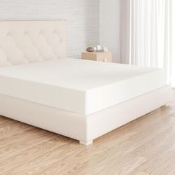 Amazon Basics Lençol-capa ajustável, 180 x 200 x 30 cm, de poliéster em microfibra, creme