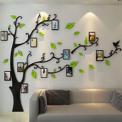 3D Boom Muurstickers - Acryl Woonkamer Wanddecoratie Fotolijst Muursticker Kunst Voor Thuis Slaapkamer Bedroom Aisle Wall Decoration Wall Stickers Huisdecoratie（Lichtgroen Links, S:100 * 138cm）