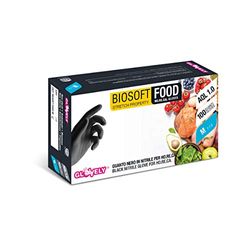 GLOVELY Idea Party BIOSOFT Food Guantes Nitrilo Negro Sin Polvo S X 100 Rays