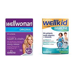 Wellwoman Original 90 Tablets bundle with Wellkid Immune Chewable